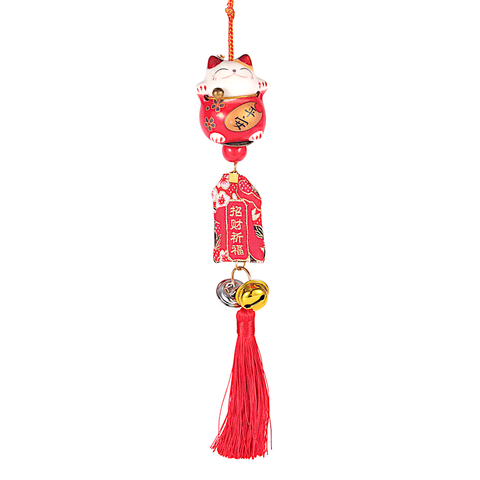 13 Inch Length Maneki Neo Lucky Cat Hanging Charm (12/120)