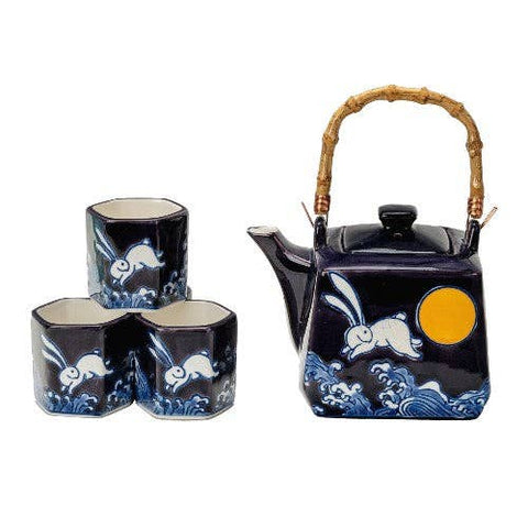 Moon Rabbit Design Tea Set 20oz Tea Pot with 4 Hexagon Cups (4/8)