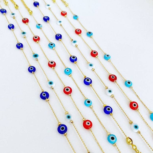 Tiny Evil Eye Anklet, Minimalist Evil Eye Ankle Bracelet