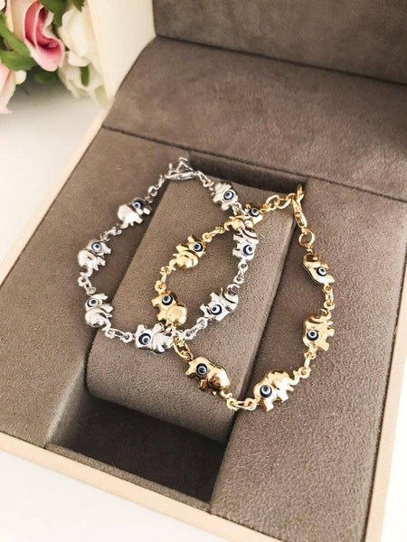Elephant Evil Eye Bracelet, Lucky Charm Bracelet