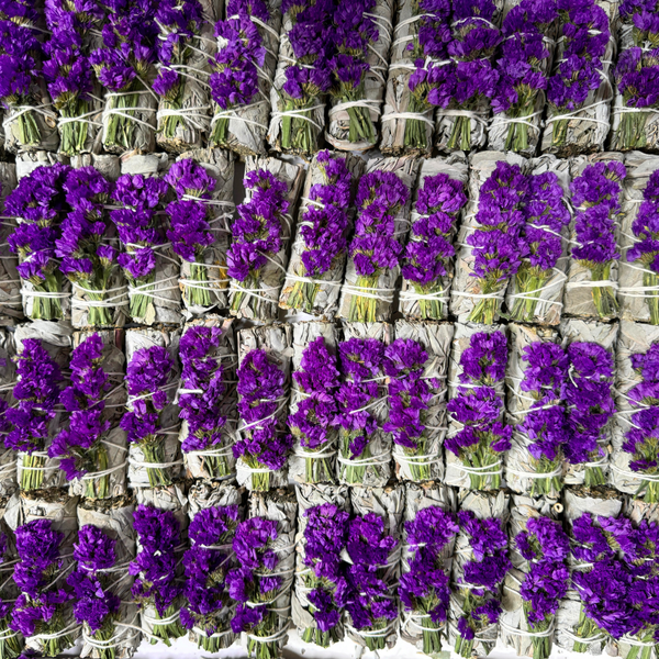 Dark Purple Statice, Sinuata, Floral Sage Wand