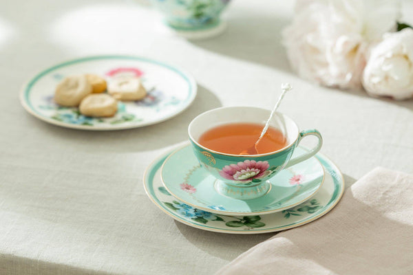 Mint Flower Garden 7oz Fine Porcelain Cup & Saucer Set of 2