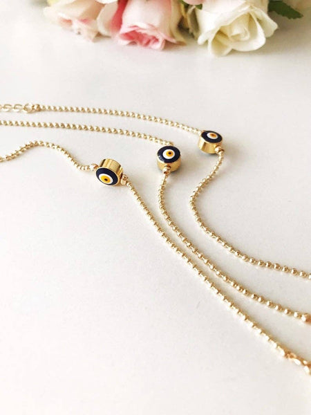 Evil Eye Bead Bracelet, Minimalist Bracelet, Gold Chain Bracelet