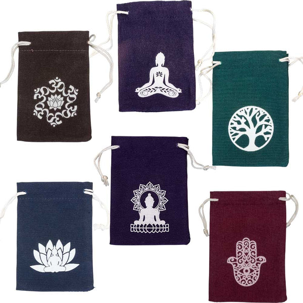 Printed Cotton Pouch- Asst'D Patterns (Set of 6)