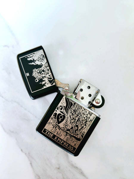 Empress Tarot Engraved Flip Top Metal Windproof Lighter