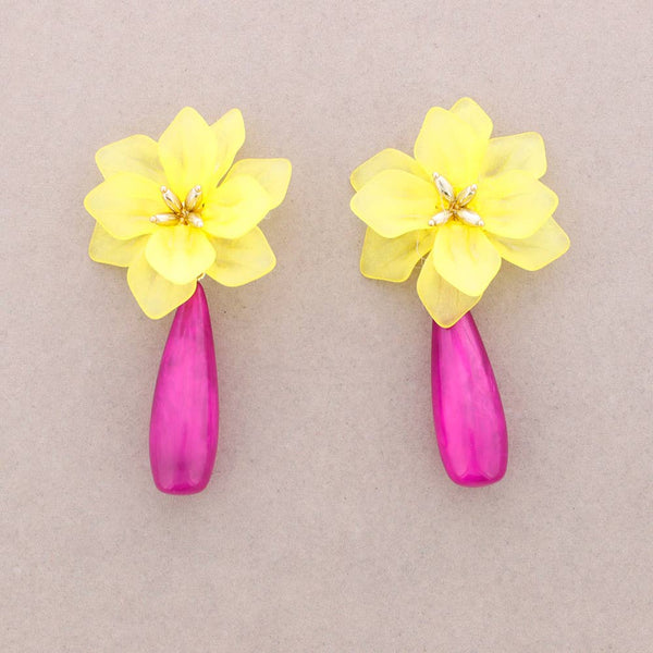 Resin Drop Flower Pendant Earrings