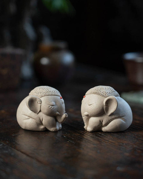 Gohobi Handmade Ceramic YiXing Clay Elephant Ornament Tea
