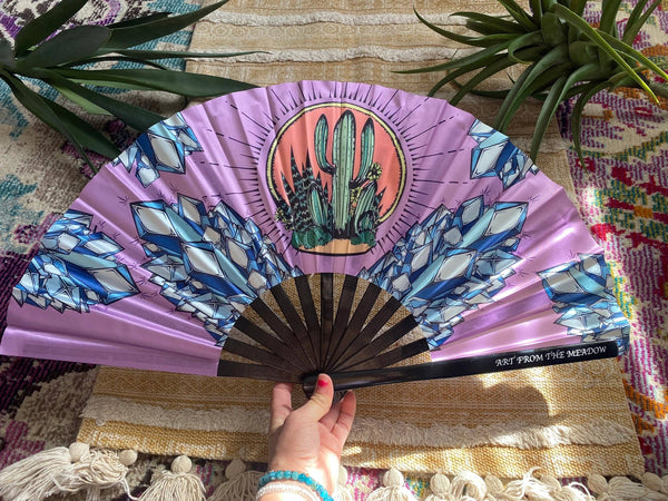 Fan / Crystal Cactus / Cactus Art / Crystal Art / Festival Fan