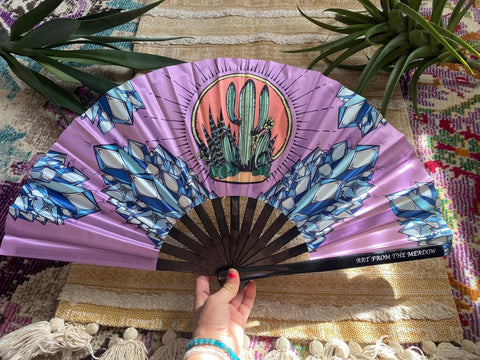 Fan / Crystal Cactus / Cactus Art / Crystal Art / Festival Fan