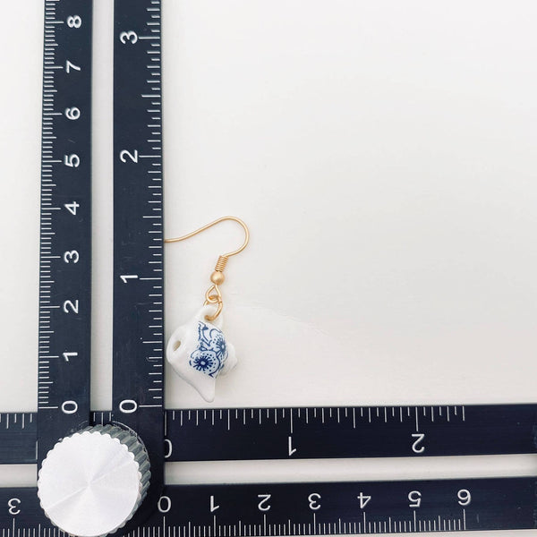 China Ceramic Teapot & Tea Cup Charm Dangle Earrings
