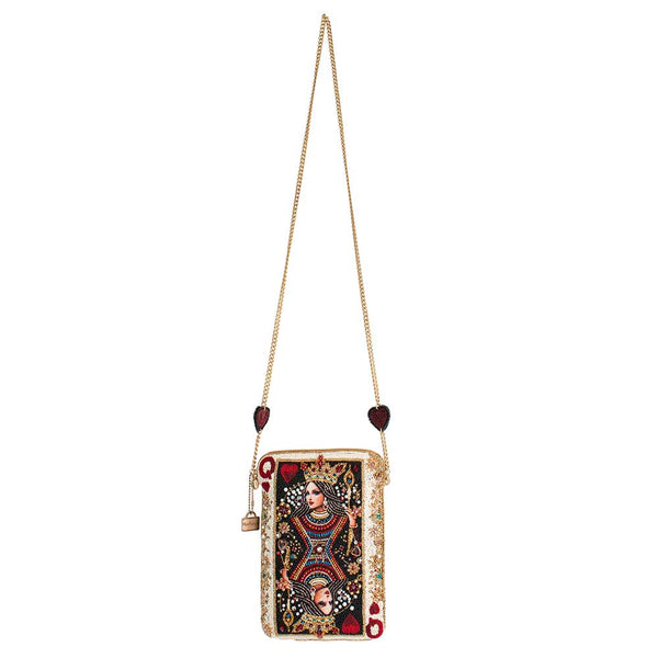 The Queen Beaded Queen Playing Card Mini Crossbody Clutch