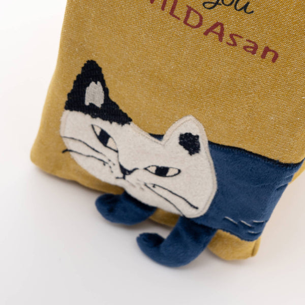 Kusuguru Japan Embroidered Cat Small Tote Bag - Yellow