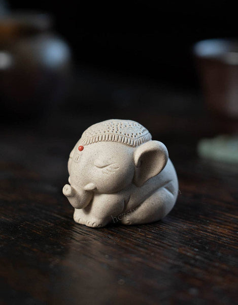Gohobi Handmade Ceramic YiXing Clay Elephant Ornament Tea