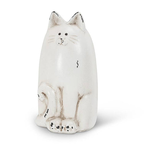 Sm Sitting Cat-White-6"H