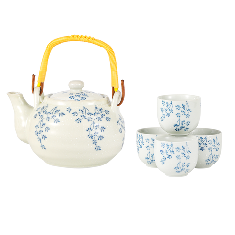 Hana Shidare Floral Tea Set 22oz Tea Pot with 4 Cups (1/12)