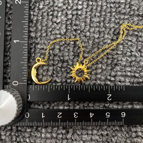 18K Gold Plated Sun Moon Lariat Necklace - MS