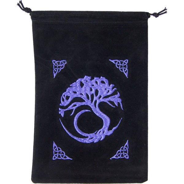 Unlined Velvet Bag Embroidered Tree of Life Black (Each)