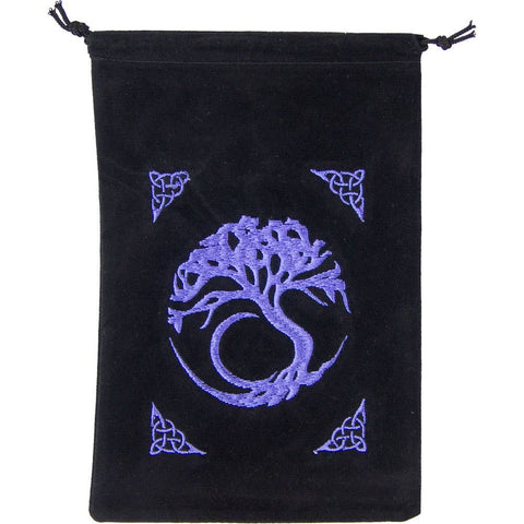 Unlined Velvet Bag Embroidered Tree of Life Black (Each)
