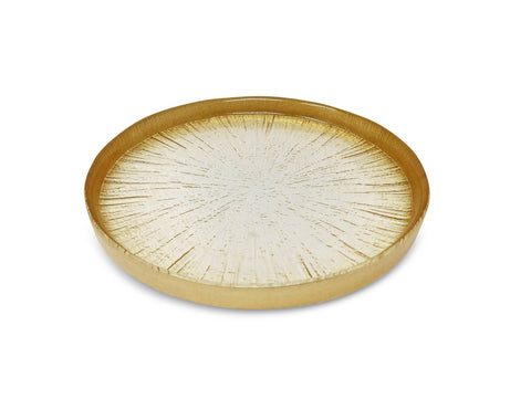 Crystal Glass Platter with Gold Border
