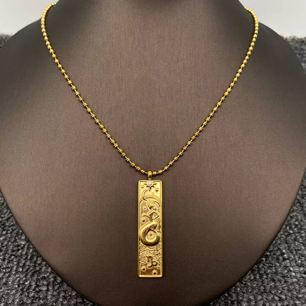 Rectangular 18K Golden SS Zodiac Signs Charm Necklace - FGS