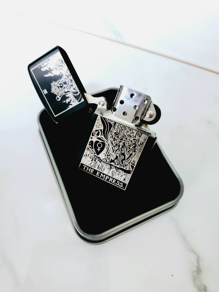 Empress Tarot Engraved Flip Top Metal Windproof Lighter