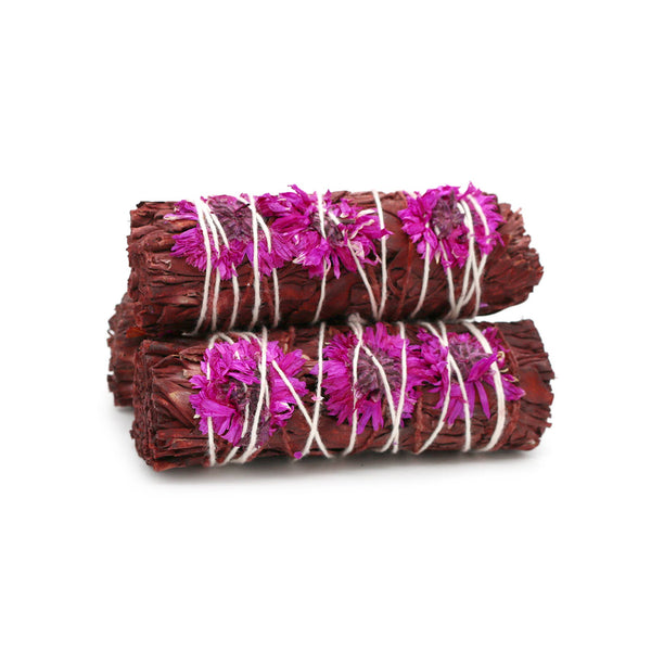 Dragon's Blood Sage Smudge, Fuchsia Floral - Love (4 in.)