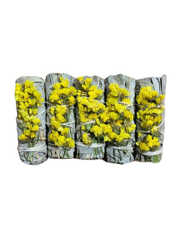 Yellow Statice, Sinuata, Floral Sage Wand
