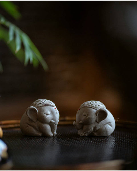 Gohobi Handmade Ceramic YiXing Clay Elephant Ornament Tea