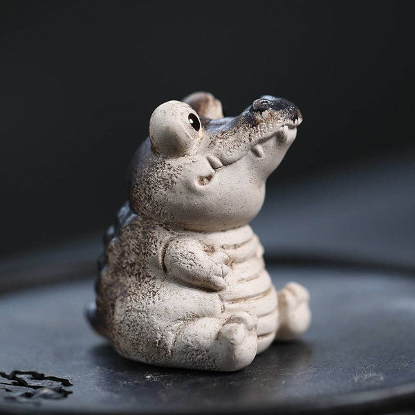 Gohobi Handmade Ceramic YiXing Clay Seating Crocodile Orname