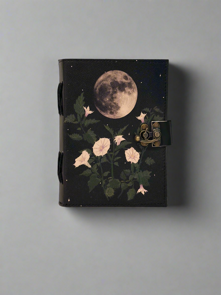Sacred Datura Moon Journal |  Leather Journal | Blank Vintage Notebook