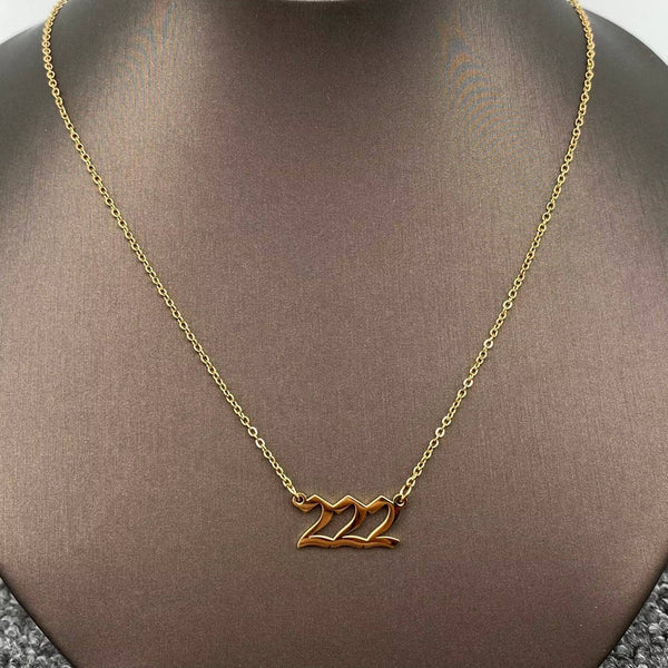 Lucky Numbers 18K Gold Plated Stainless Steel Necklace - FGS