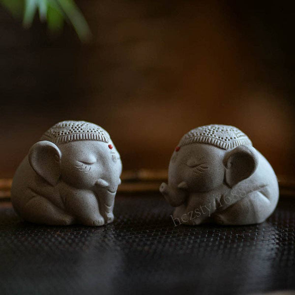 Gohobi Handmade Ceramic YiXing Clay Elephant Ornament Tea