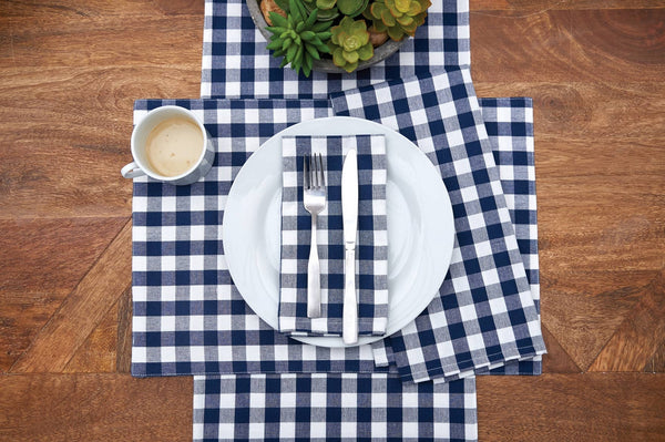 SALE Ashford Indigo Blue Gingham Check Napkin
