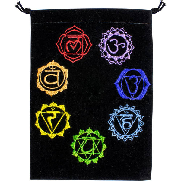 Unlined Velvet Bag Embroidered 7 Chakras (Each)