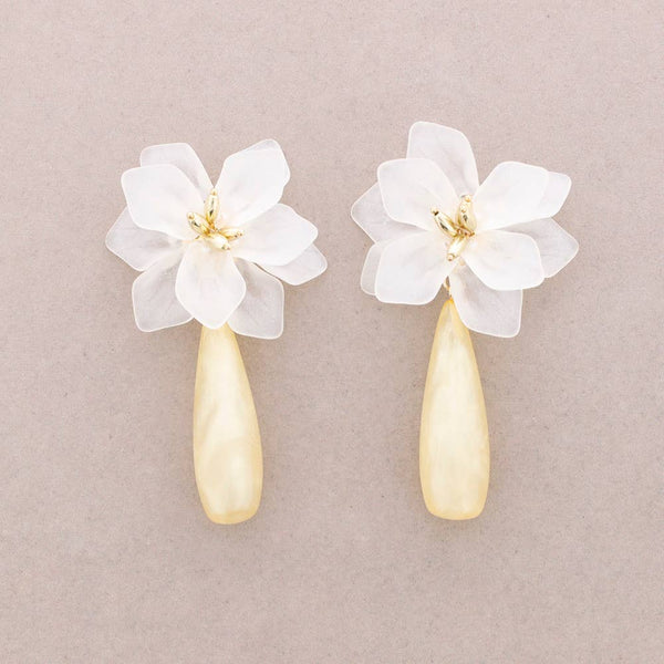 Resin Drop Flower Pendant Earrings