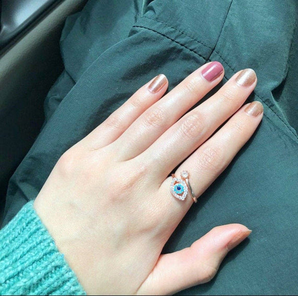 Evil Eye Ring, Greek Jewelry Ring With Eye, Protection Ring, Zircon Ring