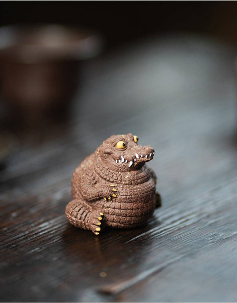 Gohobi Handmade Ceramic YiXing Clay Large Crocodile Ornament