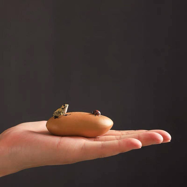 Gohobi Handmade Ceramic YiXing Clay Mango and Frog Ornament
