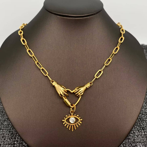 Holding the Evil Eye Charm 18K Gold Plated Necklace