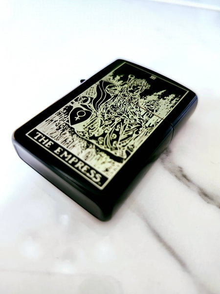 Empress Tarot Engraved Flip Top Metal Windproof Lighter