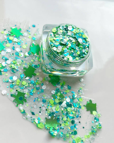 Green Alien Face and Body Glitter