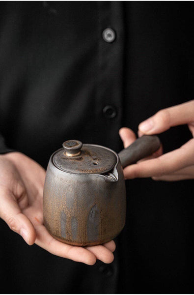 Gohobi Everyday Side handle Ceramic Metallic Glaze Teapot