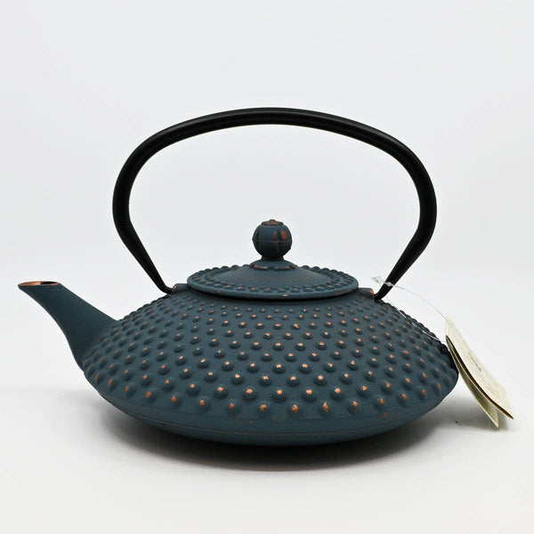 Teal Blue Hobnail Design 42oz Cast Iron Tea Pot (1/8)