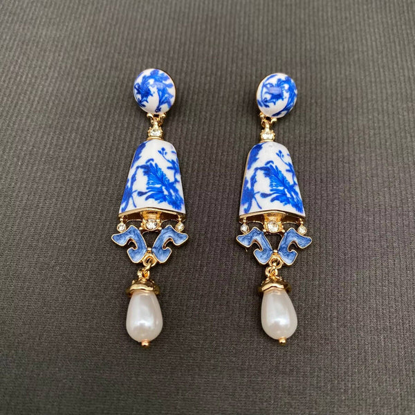 Vintage Ceramics Dangle Earrings