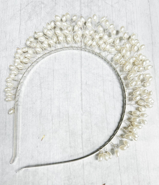 White Pearl Halo Crown, Fairy Silver Crown, Princess Crown