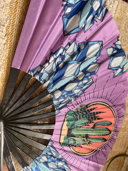 Fan / Crystal Cactus / Cactus Art / Crystal Art / Festival Fan