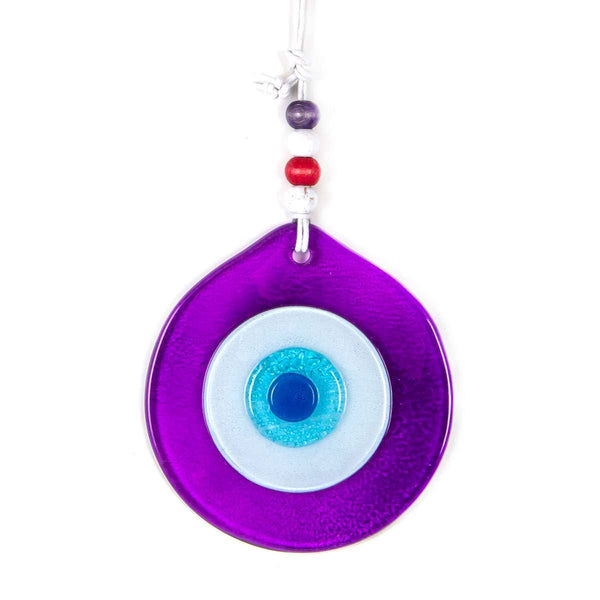 Purple Evil Eye Wall Hanging, Evil Eye Wall Decor, Glass Decor