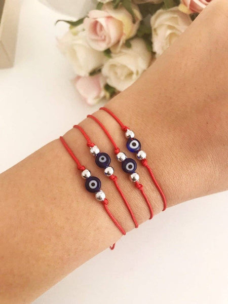 Evil Eye Bead Bracelet, Adjustable Red String Bracelet, Turkish Evil Eye