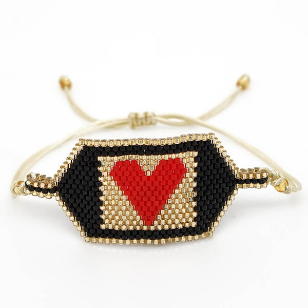 Heart Seed Bead Braided Bracelet