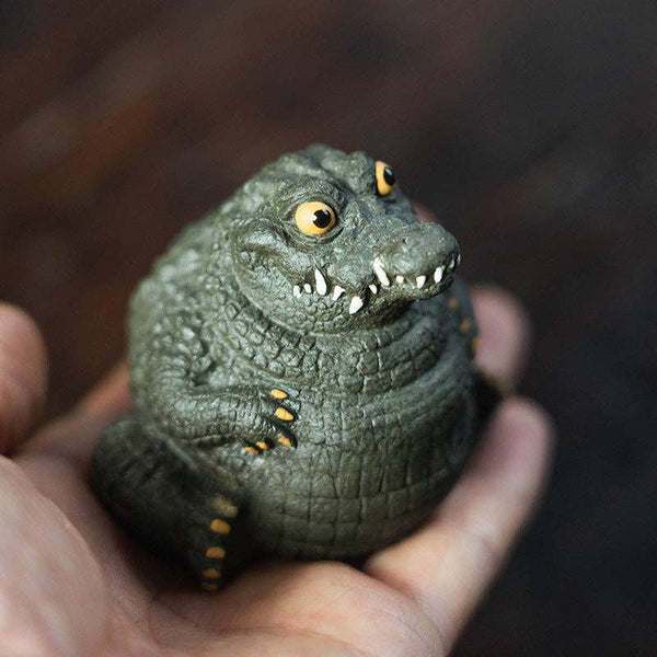 Gohobi Handmade Ceramic YiXing Clay Large Crocodile Ornament